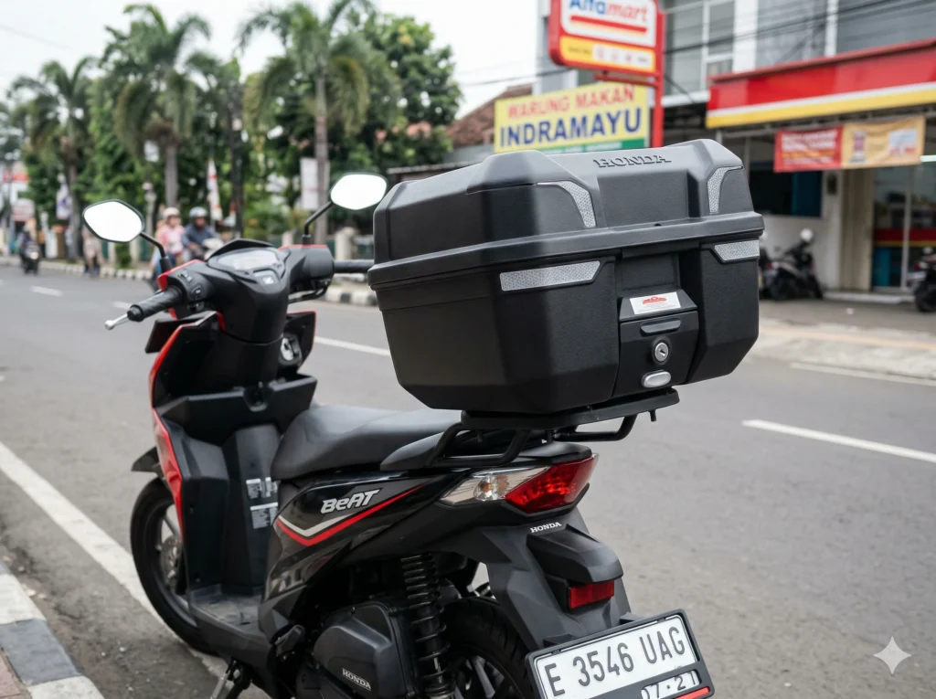 box motor belakang Honda BeAT kapasitas 35 liter bracket terpasang