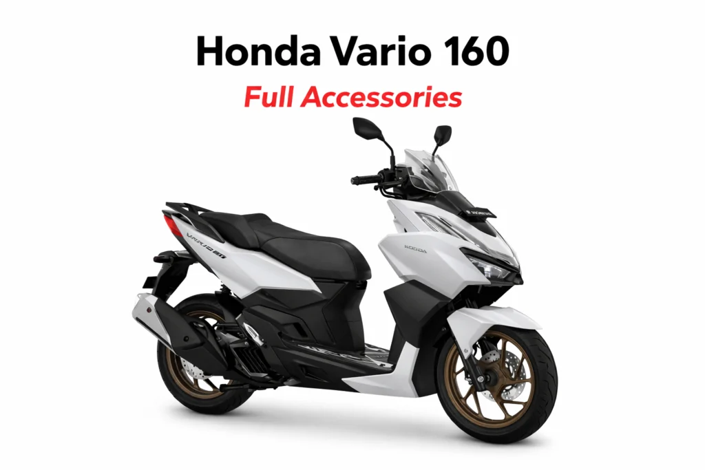 Honda Vario 160 tampak samping dengan aksesoris resmi HGA lengkap