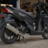 knalpot aftermarket Honda BeAT R9 Mugello stainless terpasang tampak samping