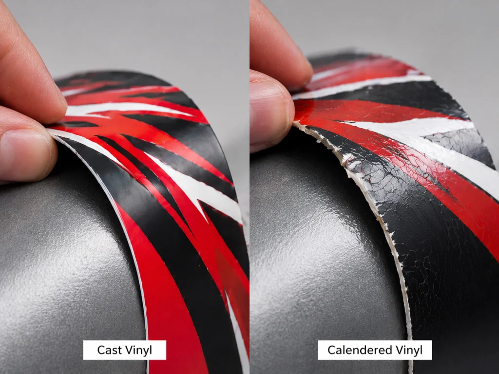perbedaan cast vinyl vs calendered vinyl bahan stiker motor ketahanan